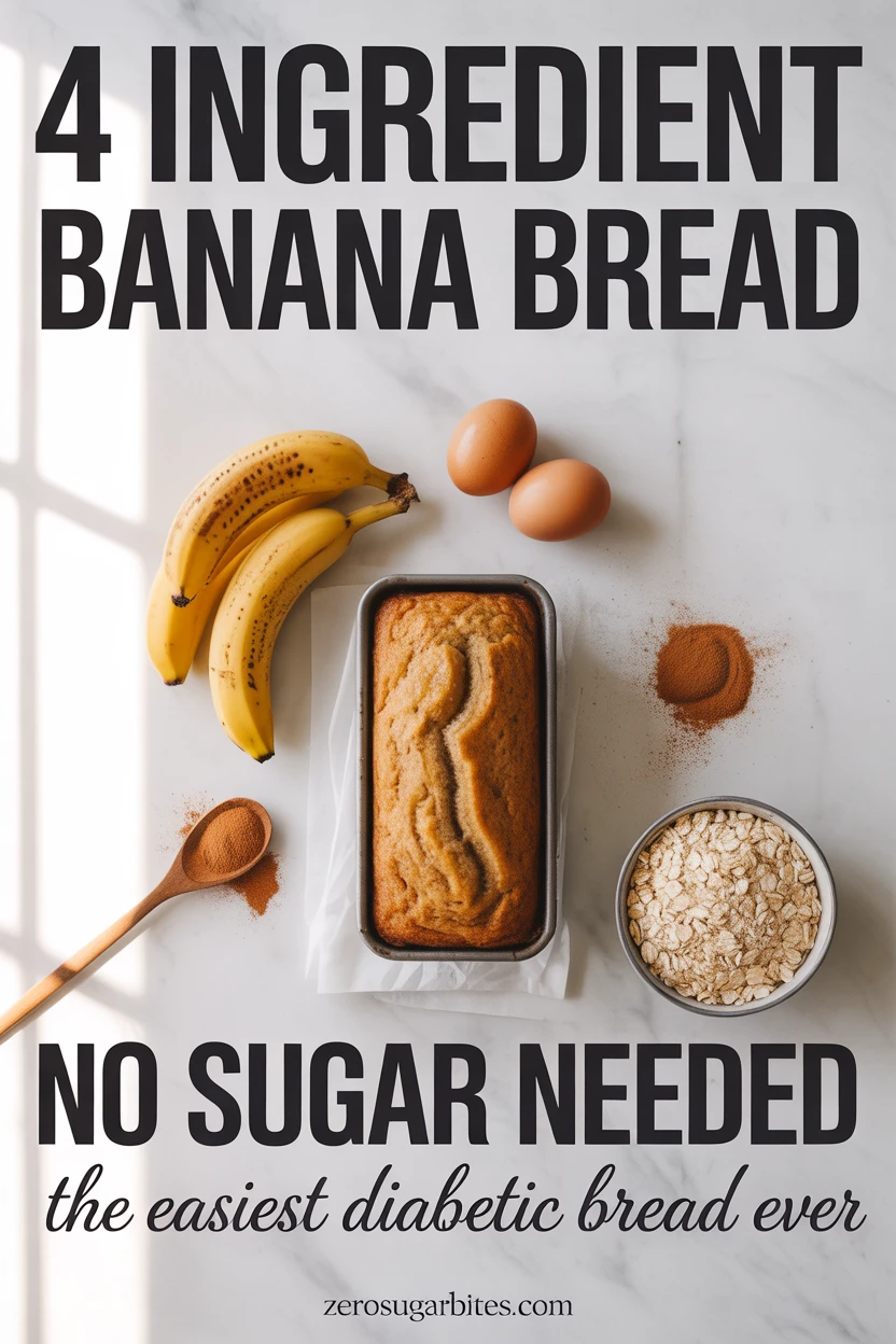 4 Ingredient Banana Bread (No Sugar)