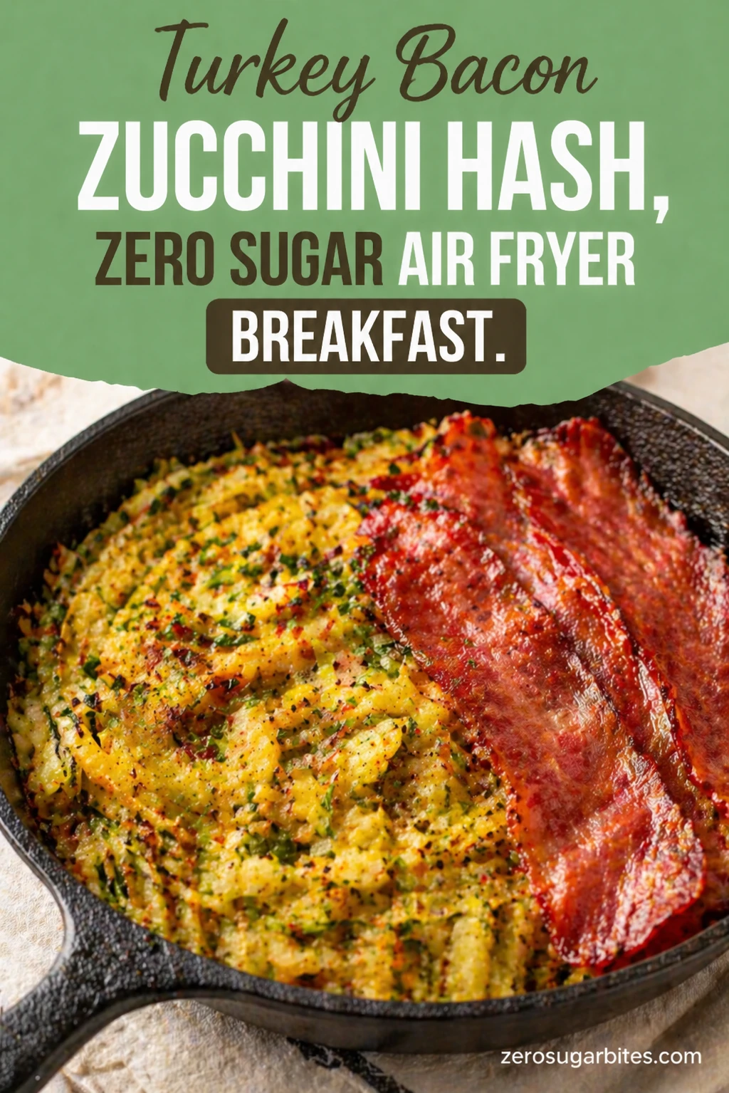 Air Fryer Turkey Bacon and Zucchini Hash