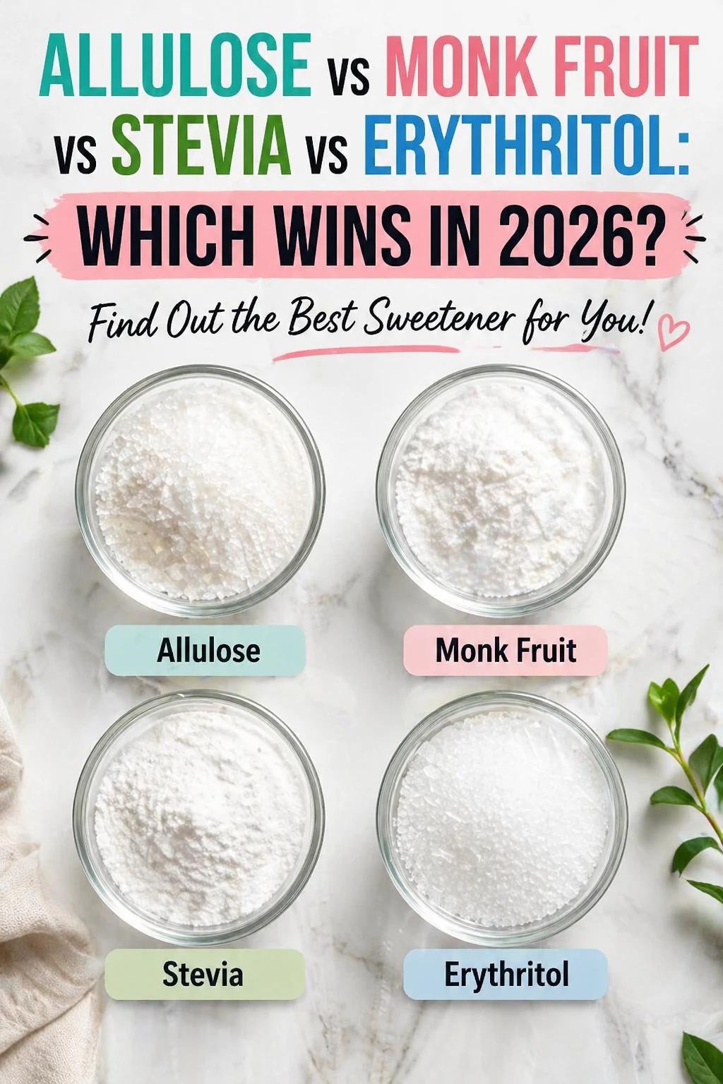 Allulose vs Monk Fruit vs Stevia Vs Erythritol