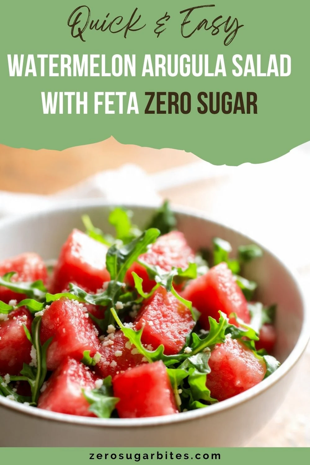 Quick Easy watermelon arugula salad with feta Zero Sugar