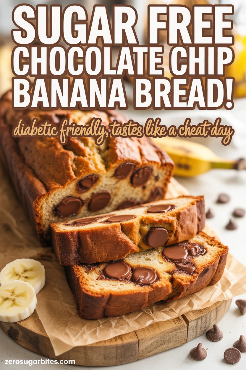 Sugar Free Banana Bread with Chocolate Chips