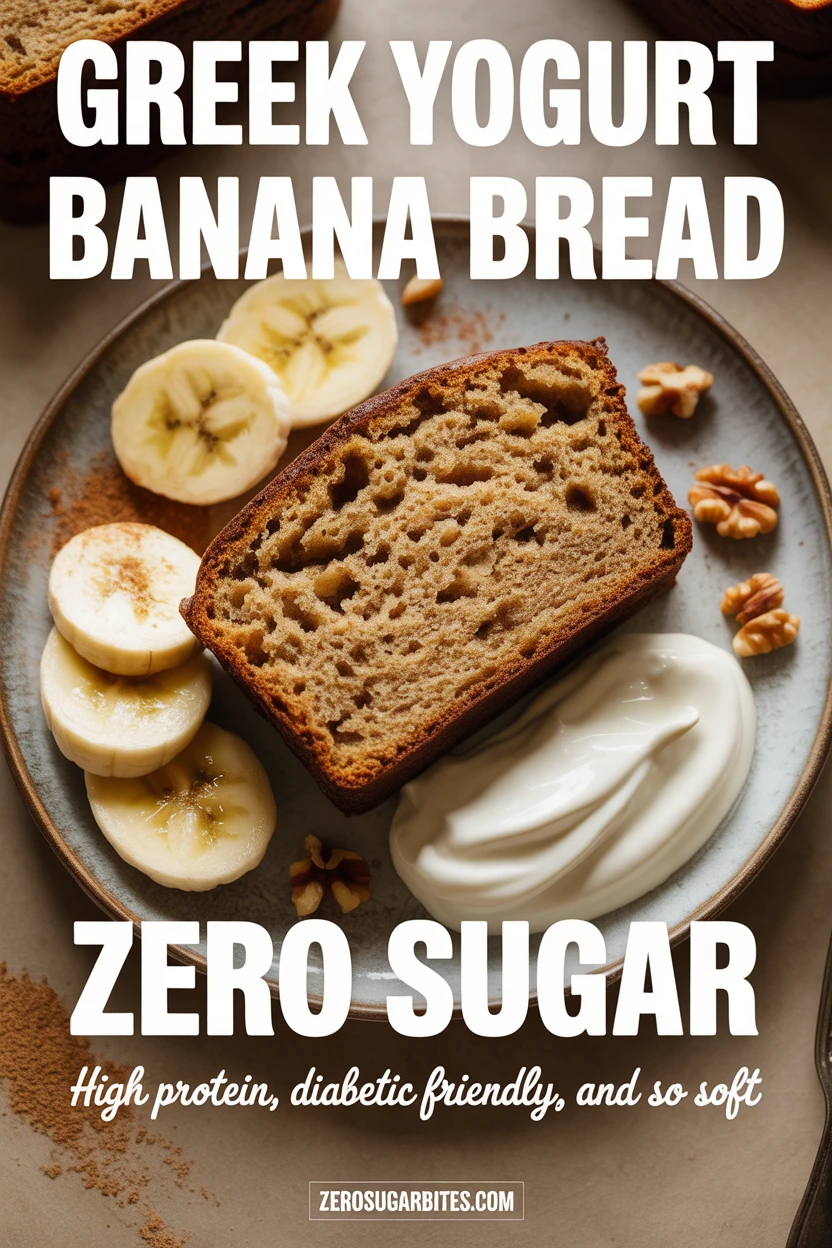Sugar Free Banana Bread with Greek Yogurt