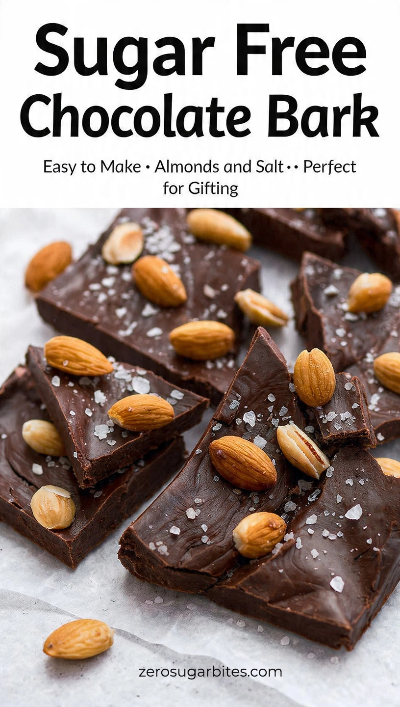 Sugar Free Chocolate Bark with Almonds and Sea Salt
