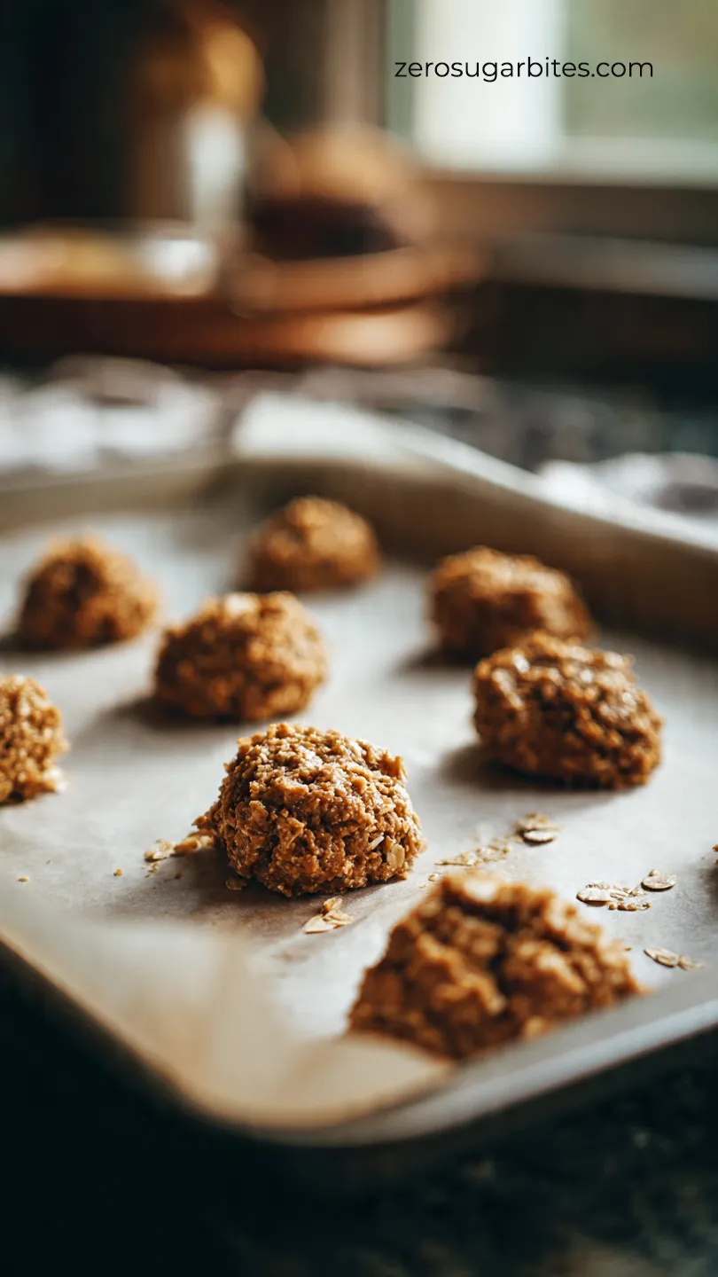Quick Softy 3 Ingredient Sugar Free Peanut Butter Cookies 10 place cookies dough on to the baking tray