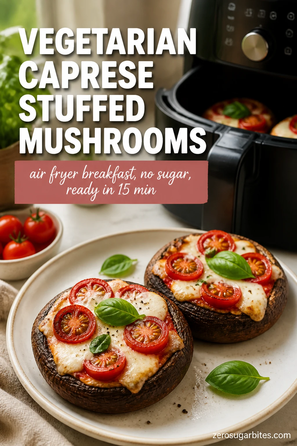 Air Fryer Caprese Stuffed Mushrooms