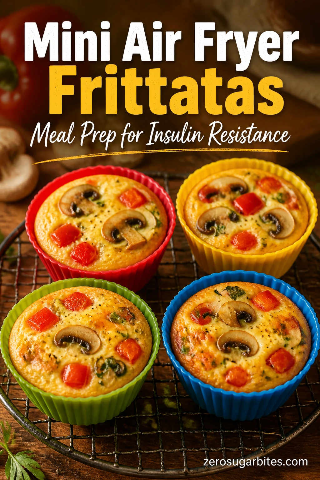 Air Fryer Mini Frittatas with Bell Pepper and Mushroom
