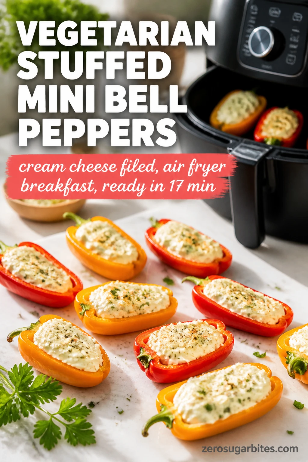 Air Fryer Veggie Stuffed Mini Bell Peppers