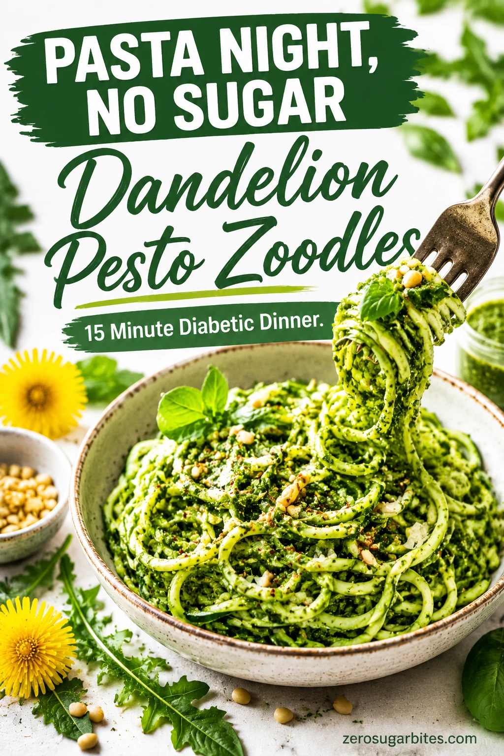 10 Sugar Free Dandelion Recipes You Can Make This Spring 7 Dandelion Pesto on Zucchini Noodles