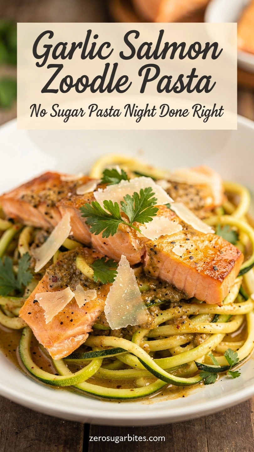 Garlic Butter Salmon Pasta with Zucchini Noodles