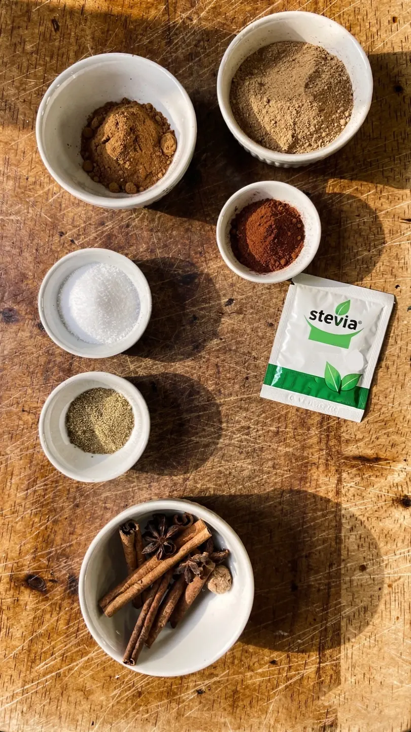 Easy 30 min Homemade Carrot Cake Mix Recipe Sugar Free 4 bowls of spices and stevia