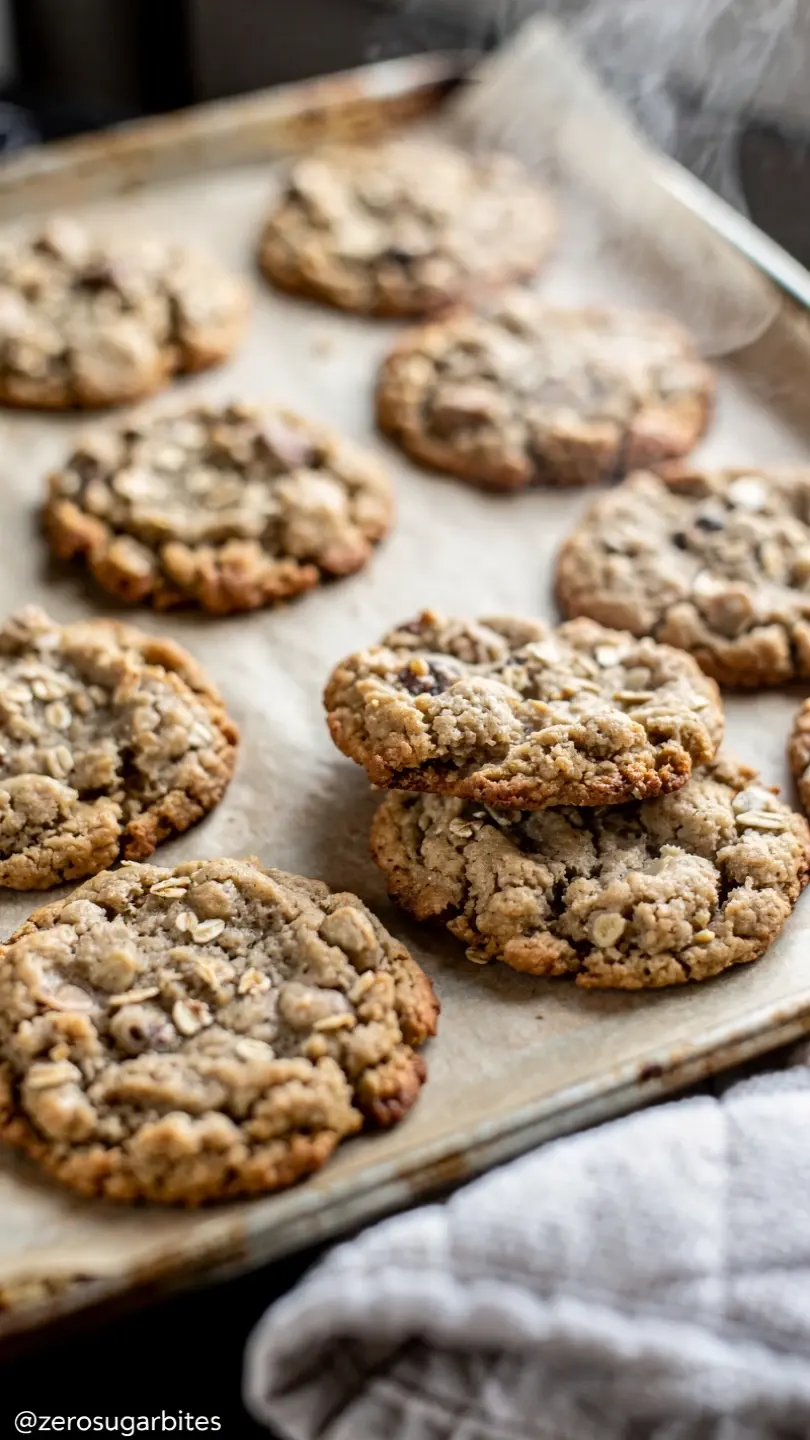 Healthy Oatmeal Cookies No Sugar No Banana Simple Easy 11 baked sugar free oatmeal cookies out of the oven