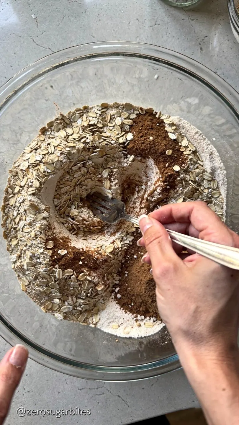 Healthy Oatmeal Cookies No Sugar No Banana Simple Easy 8 hand mix all dry ingredients in a bowl