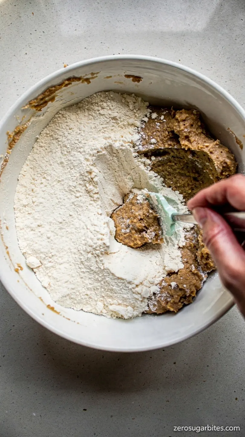 almond flour Sugar Free Peanut Butter Cookies for Diabetics 7 mixing almond flour with peanut buter mixer