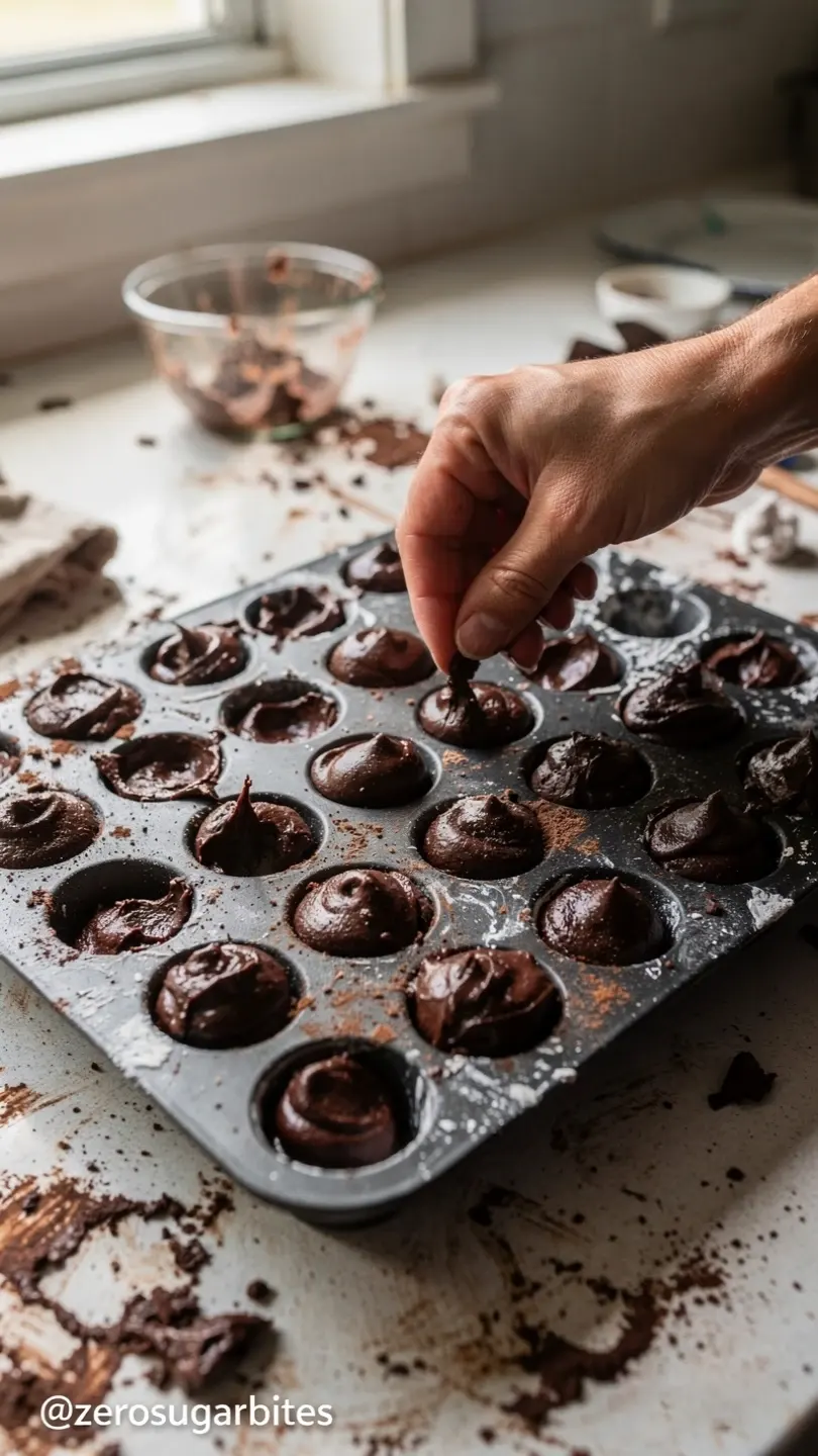 Viral Polka Dot Cake Recipe Sugar Free With Surprise Inside 7 placing chocolate balls into the molt