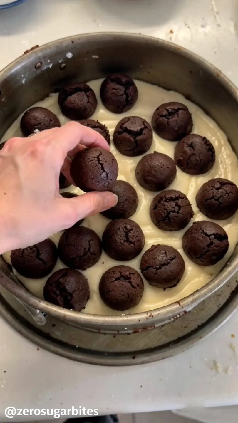Viral Polka Dot Cake Recipe Sugar Free With Surprise Inside 8 placing chocolate balls into vanilla batter