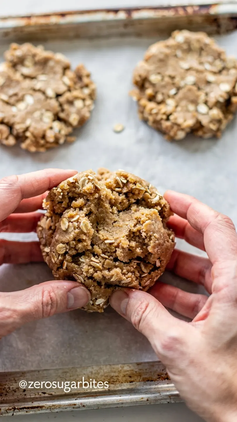 Healthy Oatmeal Cookies No Sugar No Banana Simple Easy 10 shapping up cookie dough into the oven tray