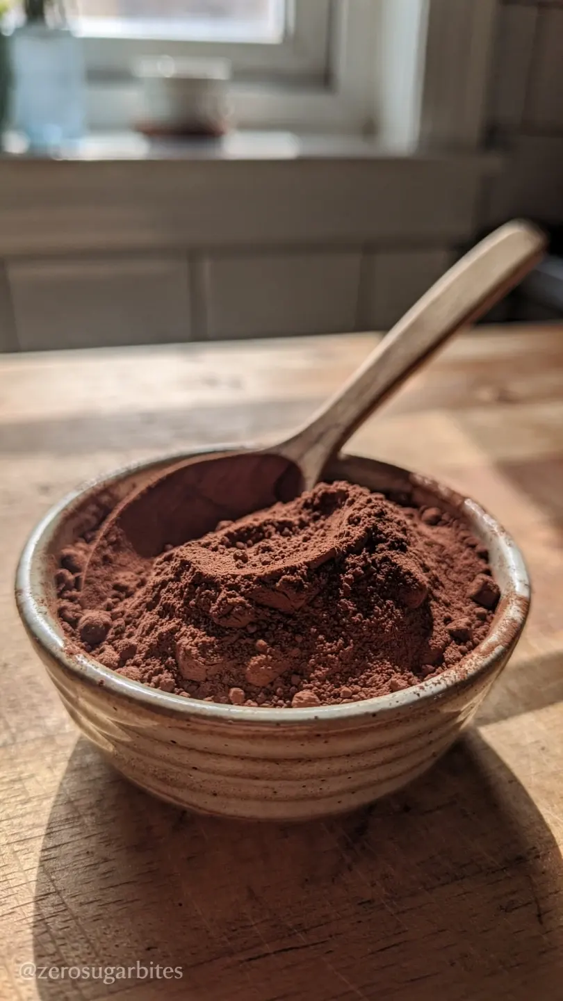Viral Polka Dot Cake Recipe Sugar Free With Surprise Inside 4 small bowl of cocoa powder with spoon