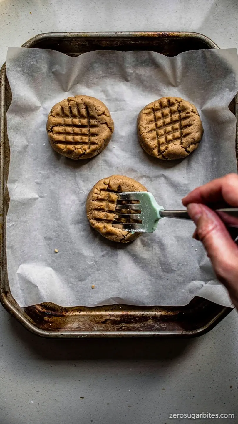 almond flour Sugar Free Peanut Butter Cookies for Diabetics 8 transform cookie shape into the oven tray