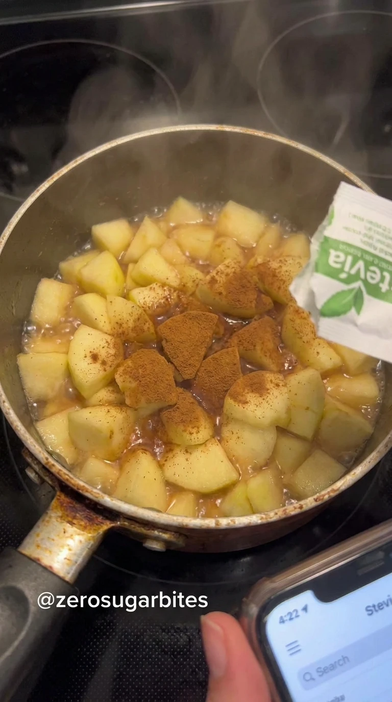 Crispy sugar free Apple Hand Pies 5 Diced_apples_cooking_in_pan