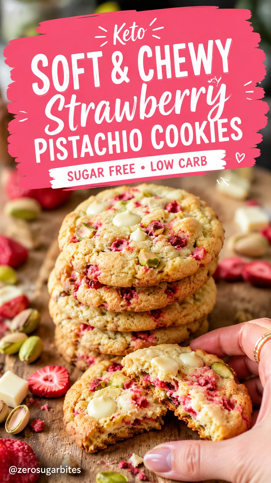 11 Best Sugar Free Holiday Cookie Recipes to Bake This Year 10 Sugar Free Healthy Keto Soft and Chewy White Chocolate Strawberry Pistachio holiday Cookies