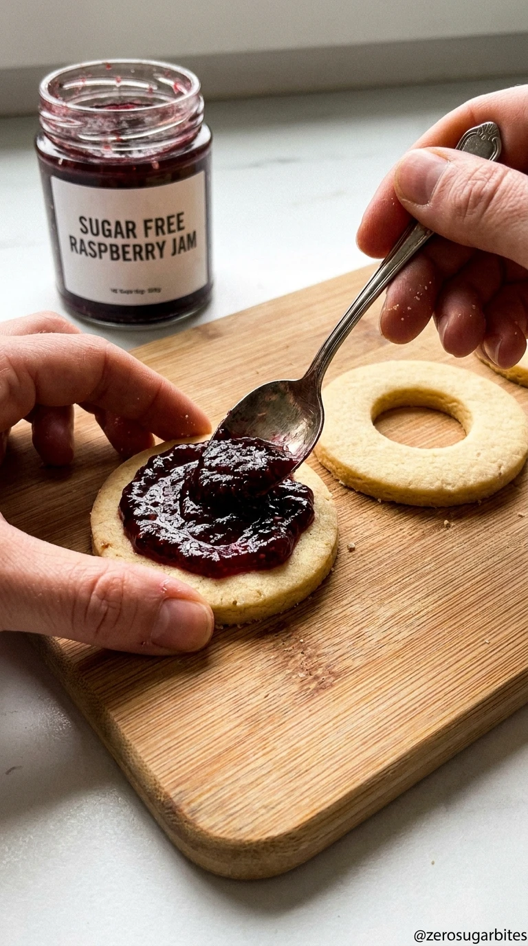 Diabetic Holiday Shortbread Cookies With Hole In The Middle 7 Filling the Cookies With Jam Holiday Shortbread Cookies With Hole In The Middle Special