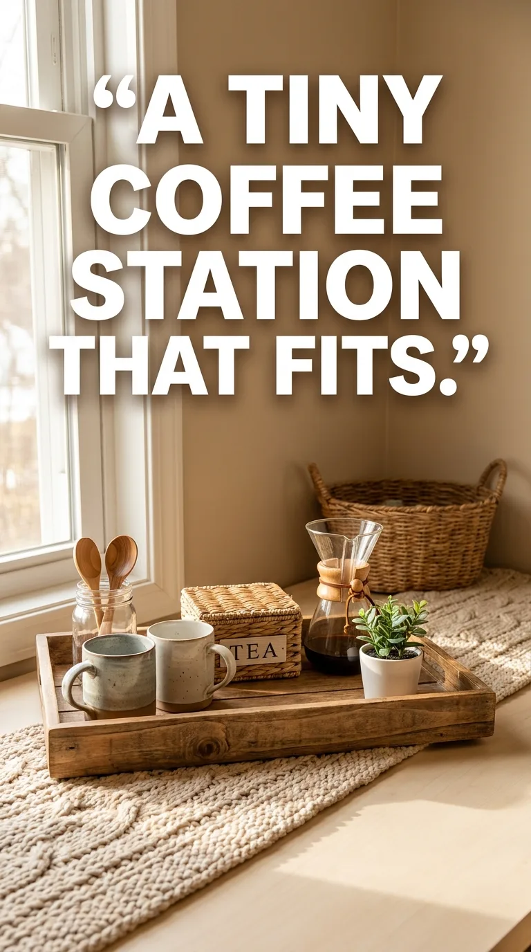 17 Small Kitchen Organization Ideas On A Budget For You 9 Compact coffee and tea station on a tray.