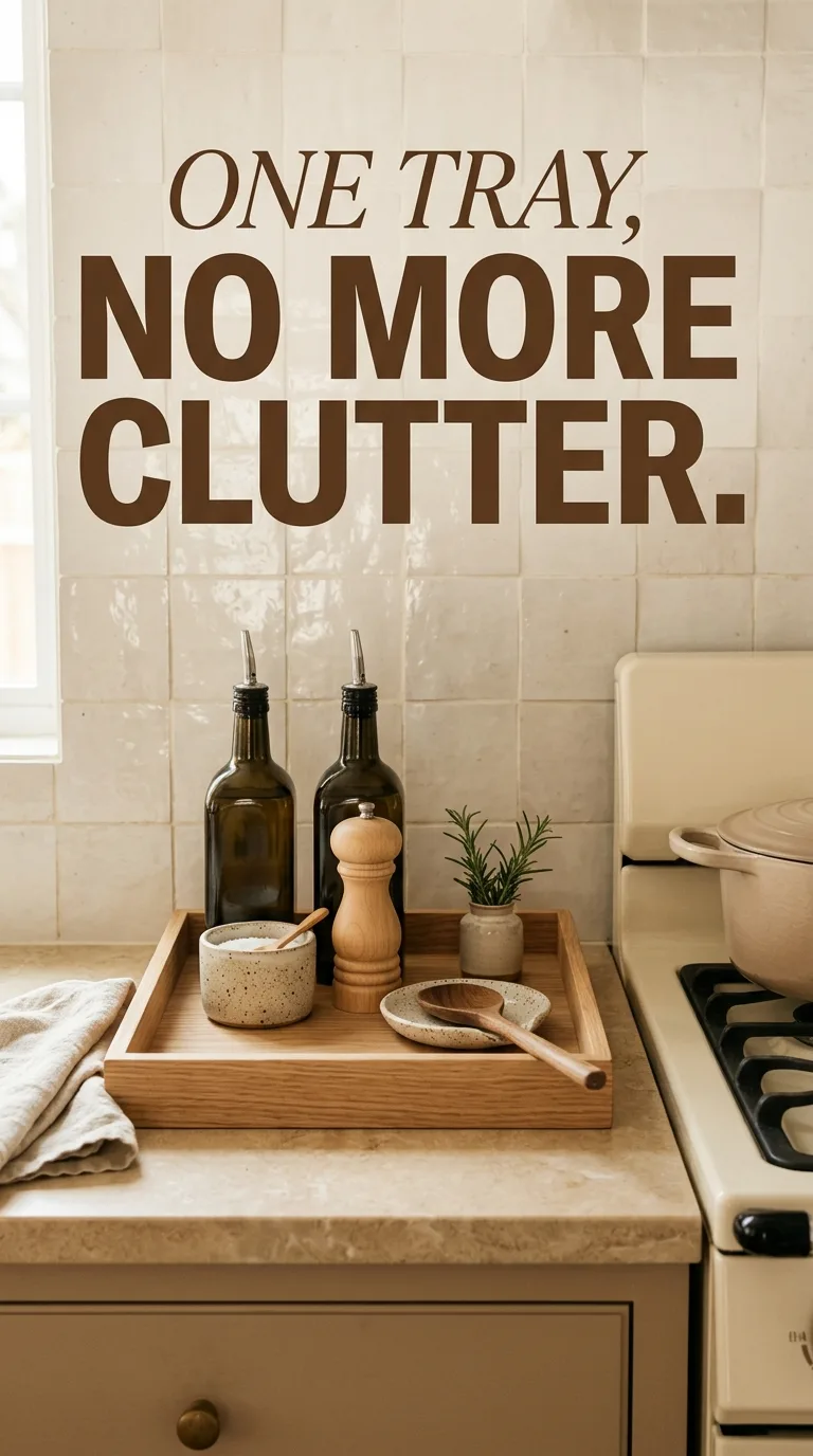 17 Small Kitchen Organization Ideas On A Budget For You 4 Wooden tray holding cooking essentials beside the stove.